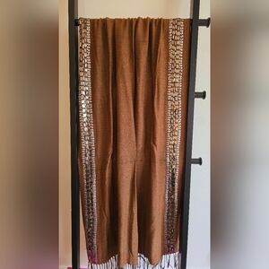 Brown scarf with silver embellished